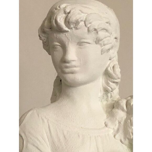 Vintage Lamp Woman's Statue Holding Fruits with Shade 27" - Picture 6 of 8